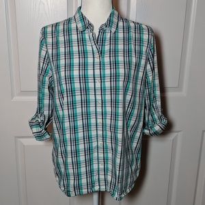 GAP boyfriend fit roll tab sleeve blouse Small